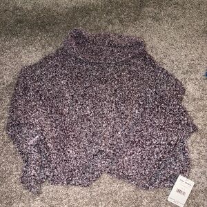 Free People Textured Purple Cowl Neck Sweater